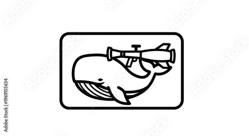 Whimsical Whale with Rocket Launcher Icon