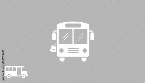 White Bus Icon on Gray Background - Transportation and Travel Concept