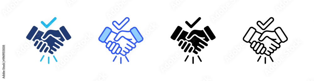 Fototapeta premium Handshake Multi Style Icon Set Vector 