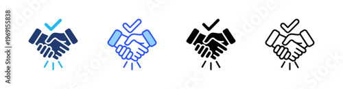Handshake Multi Style Icon Set Vector 