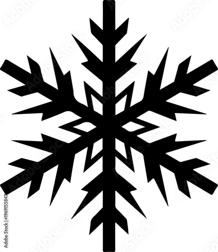 Black snowflake icon, winter symbol, frosty design element, vector graphic