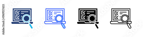 Inspection Multi Style Icon Set Vector 
