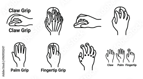 Computer mouse grip styles including claw palm and fingertip hand positions for gaming and productivity