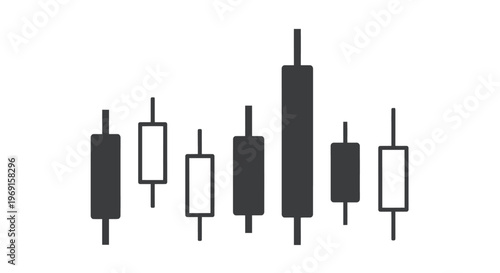 Vector graphic illustration showing a set of financial candlestick charts, representing stock market trends and essential data for investment analysis.