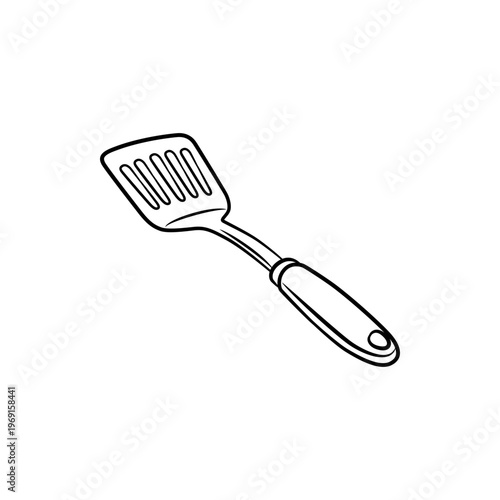 Slotted Spatula or Turner Kitchen Utensil Line Art