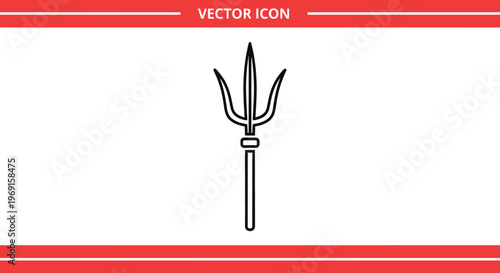 Trishul Icon Outline, Hindu Weapon Symbol, Lord Shiva's Trident Vector Art