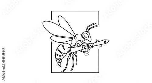 Wasp Soldier with Rocket Launcher, Cartoon Style