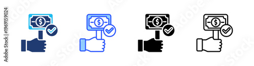 Bid Multi Style Icon Set Vector 