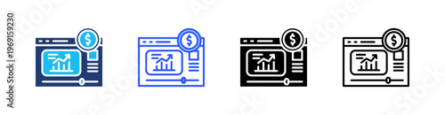 Stock Price Multi Style Icon Set Vector 