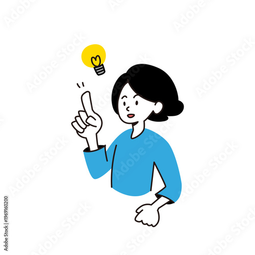 アイディアをひらめいた女性のベクターイラスト