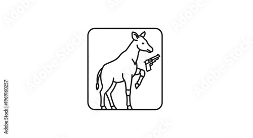 Surreal illustration of a deer holding a pistol in its hoof