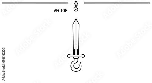 Sword Hook Vector Icon: Symbol of Strength, Power, and Connection