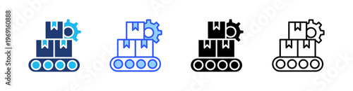 Lean Manufacturing Multi Style Icon Set Vector 