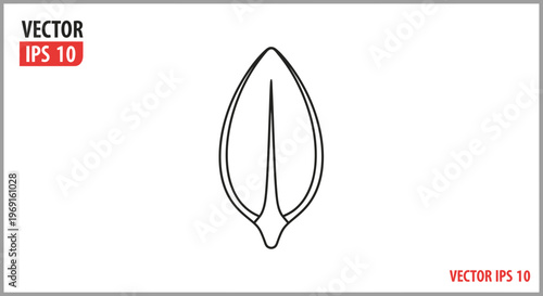 Single Sunflower Seed Outline Icon Vector, Minimalist Plant Seed Graphic