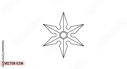 Six-pointed shuriken ninja star icon, vector illustration, isolated on white background