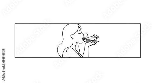 Delightful moment capturing a woman savoring a warm slice of delectable dessert joyfully