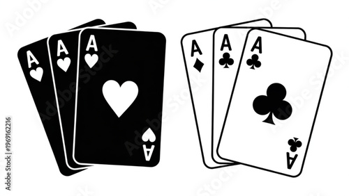 Four black and red ace playing cards displayed in a row