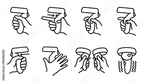 Set of trigger and sprayer line icons, perfect for web, apps, and other design applications