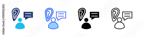 Active Listening Multiple Style Icon Set Collection Pack Web Banner Vector 