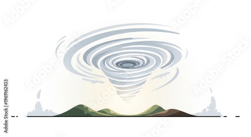 Tornado swirling over mountains with city skyline in background natural disaster concept