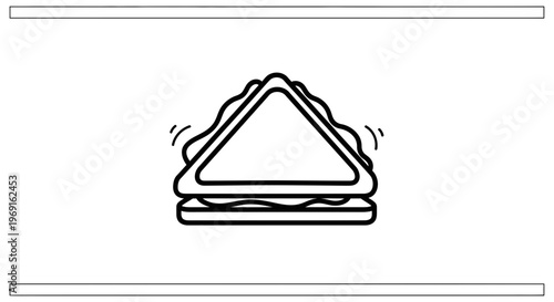 Minimalist triangular sandwich icon outline graphic representing a quick meal or snack