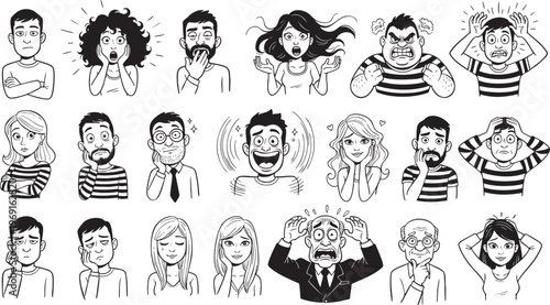 A set of cartoon characters showing a wide range of human emotions and feelings!