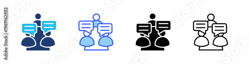 Discussion Multiple Style Icon Set Collection Pack Web Banner Vector 