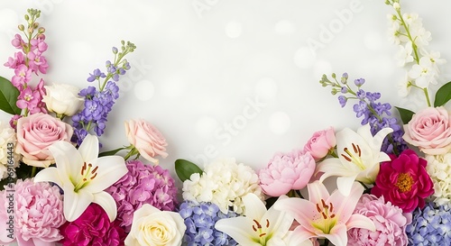 Elegant floral arrangement frame on white, perfect for backgrounds and invitations