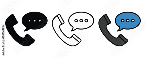 Phone Call Icon Set Communication Support Hotline Chat Bubble Vector Collection