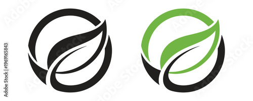 Abstract Leaf Logo Eco Nature Circle Organic Brand Identity Vector