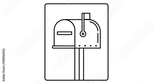 Essential communication icon featuring a classic American style residential mailbox illustration