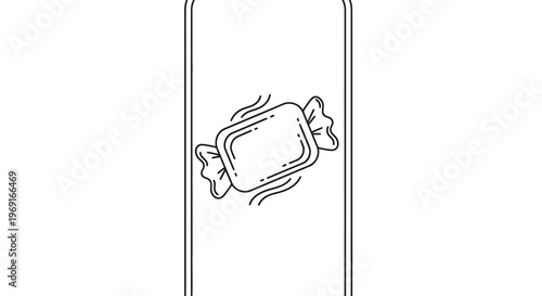 Minimalist wrapped candy icon illustration on a mobile interface or digital screen concept for