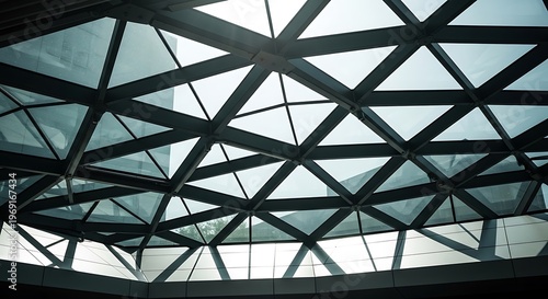 Geometric skylight structure with glass panes and minimalist design