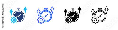 Productivity Multiple Style Icon Set Collection Pack Web Banner Vector 