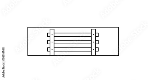 Minimalist black line art illustration of a sturdy wooden fence section for boundary concepts