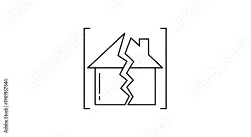 Representing family separation or property division with a broken house icon, a symbol of domestic