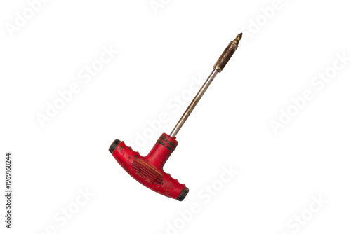 An old screwdriver is separated from the transparent background.