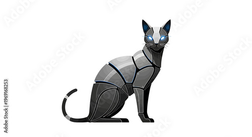 Futuristic Robotic Cat Illustration Vector Cybernetic Cyborg Feline
