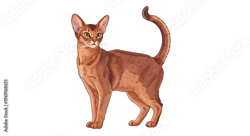 Sleek Abyssinian Cat Standing Illustration Vector Isolated
