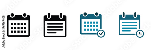 Calendar schedule icon set vector illustration time management planning concept