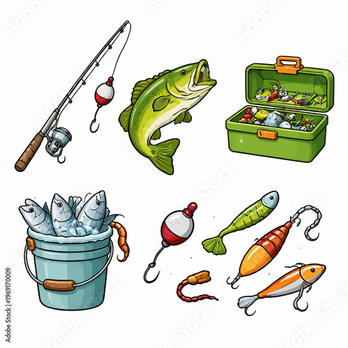 vectorilustration set of fishing tool