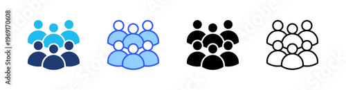 Audience Multiple Style Icon Set Collection Pack Web Banner Vector 