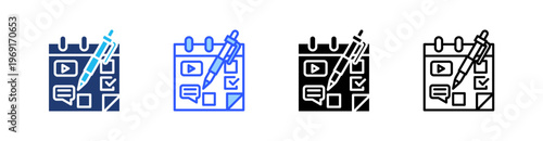 Editorial Calendar Multiple Style Icon Set Collection Pack Web Banner Vector 