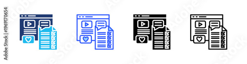 Content Plan Multiple Style Icon Set Collection Pack Web Banner Vector 