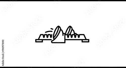 Outline icon illustrating a dual-wheel sharpening mechanism for various tools
