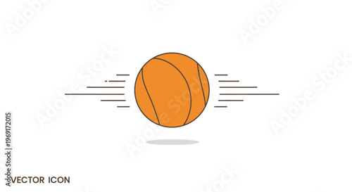 Dynamic orange basketball illustration with speed lines emphasizing swift motion and athletic energy