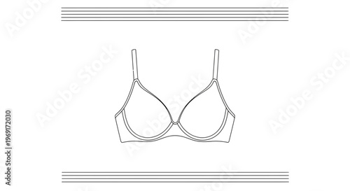 Minimalist Line Art Illustration of a Women's Underwire Bra Outline Drawing for Fashion