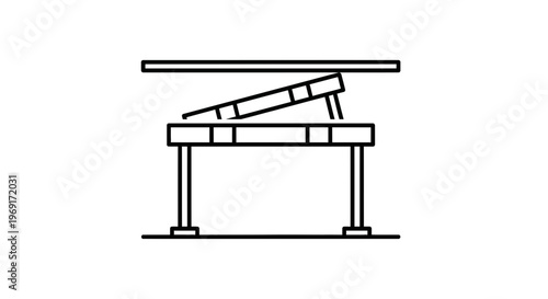Stylized Outline Icon of a Modern Musical Keyboard Instrument with an Open Cover