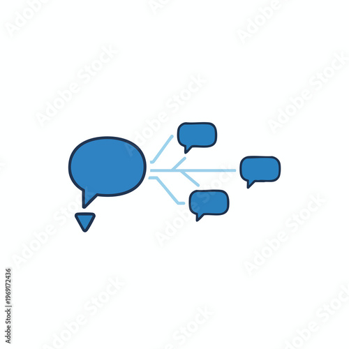 Abstract diagram with a central speech bubble branching out