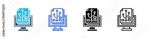 Version Control Multiple Style Icon Set Collection Pack Web Banner Vector 